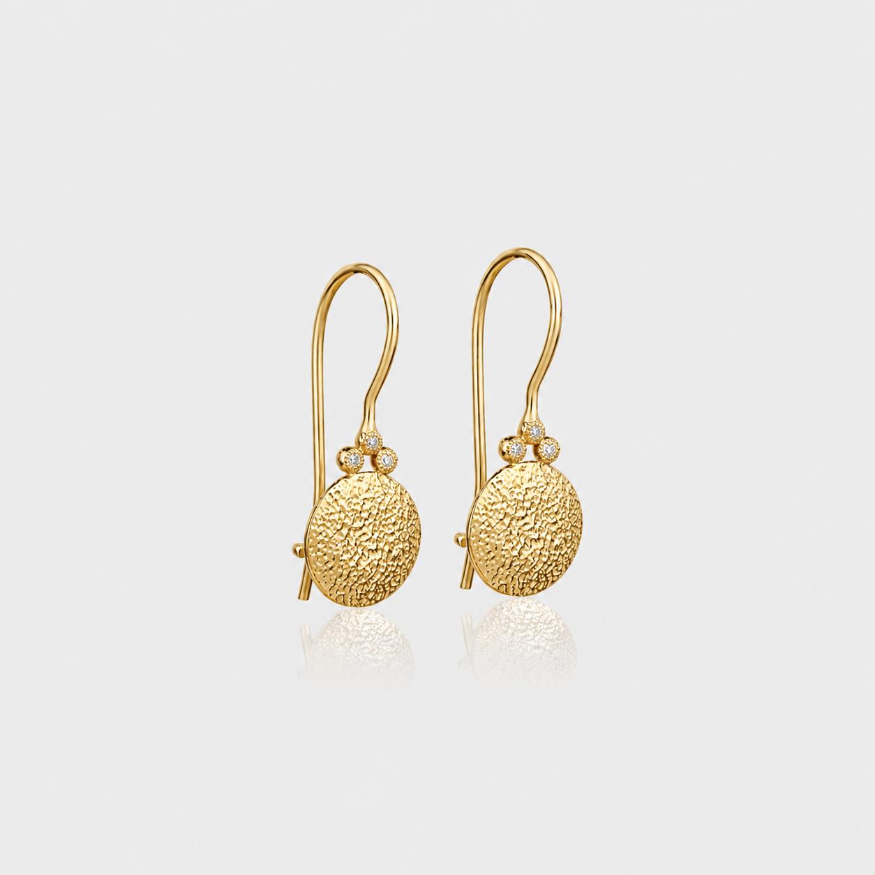 4E31 The Golden Coin Diamond Earrings - Image 1