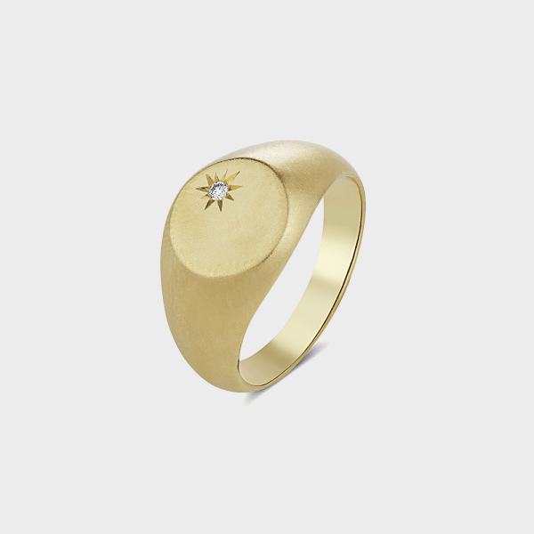טבעת זהב חותם משובצת יהלום
