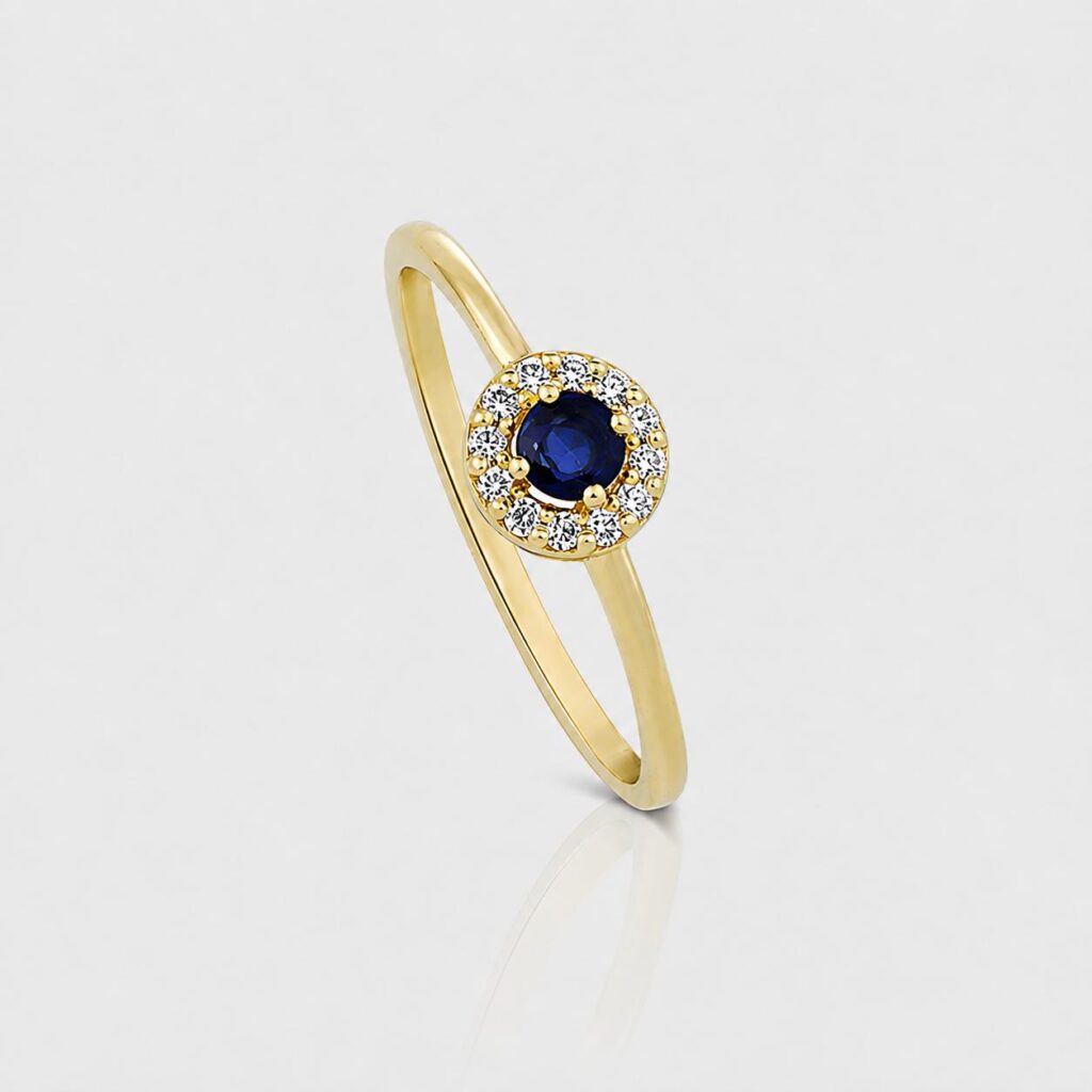 The Sapphire Coin Halo Ring