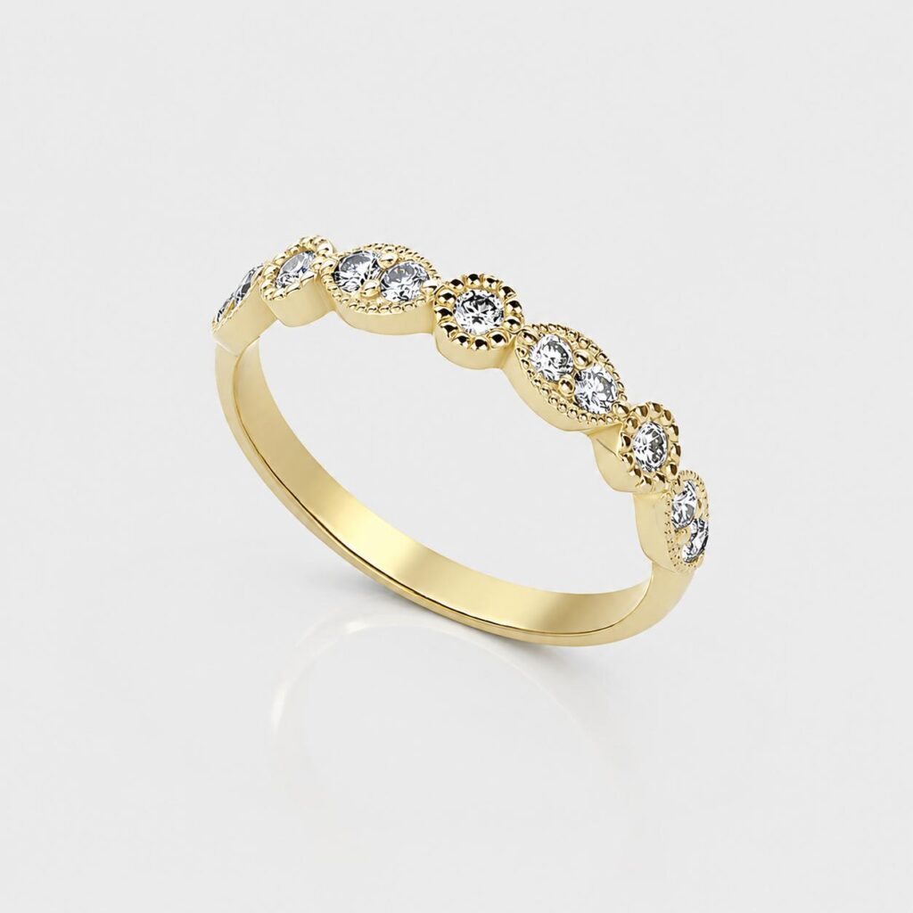 14K Gold Vintage-Style Marquise Diamond Ring
