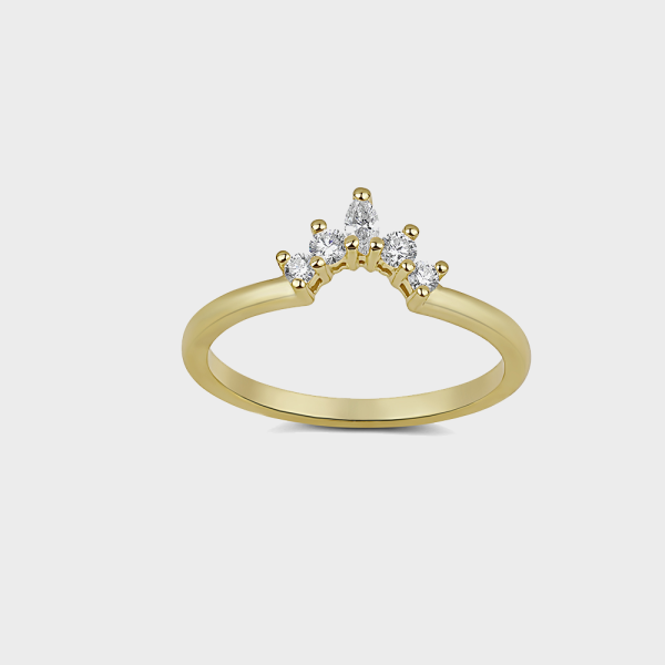 טבעת כתר זהב 14k ויהלומים