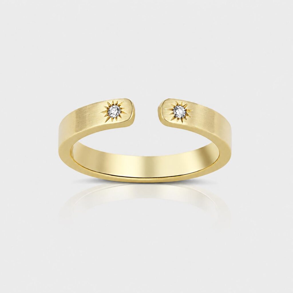 14K Gold Celestial Duo Open Ring