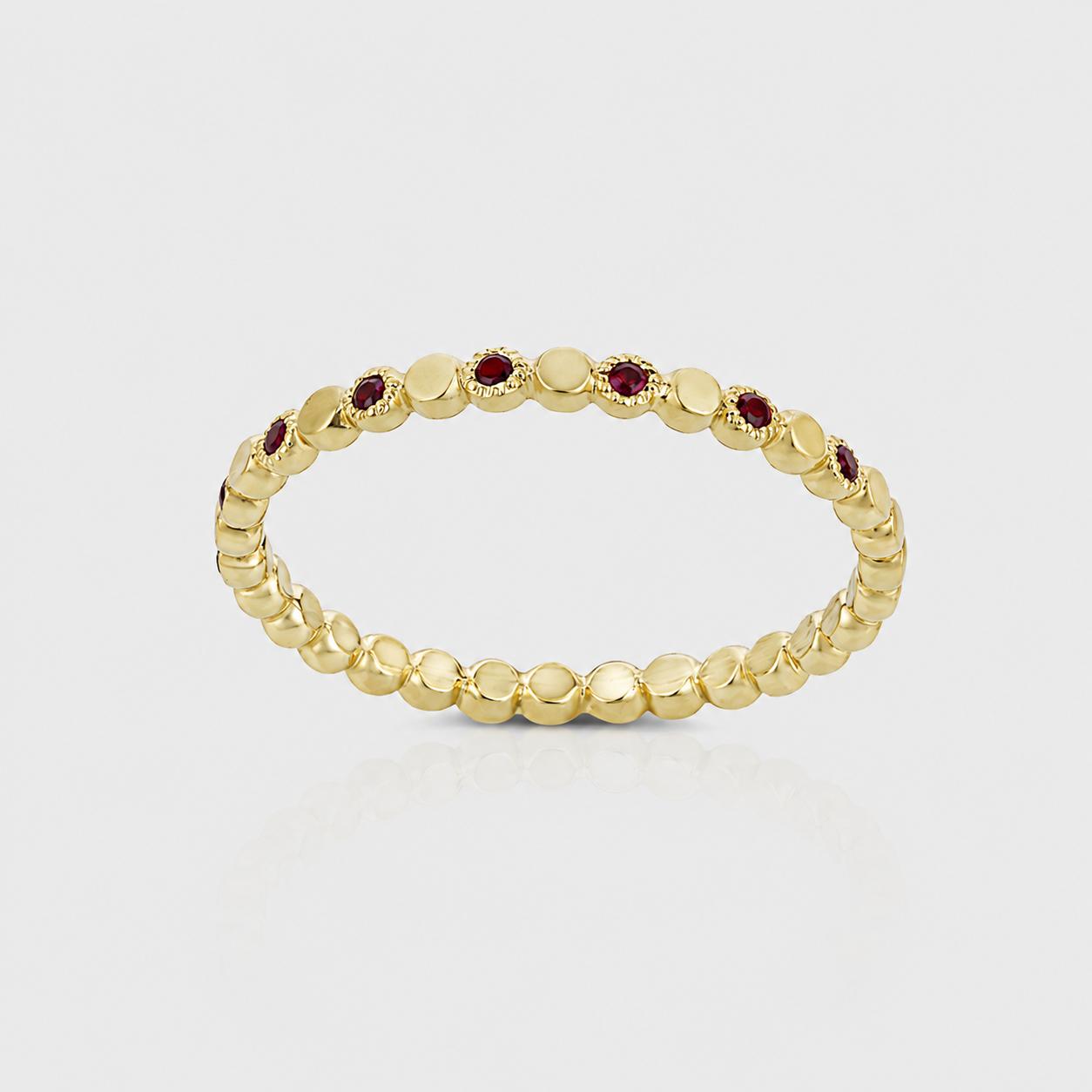 R12AS 14K Gold Ruby Bubble Eternity Band - Image 1