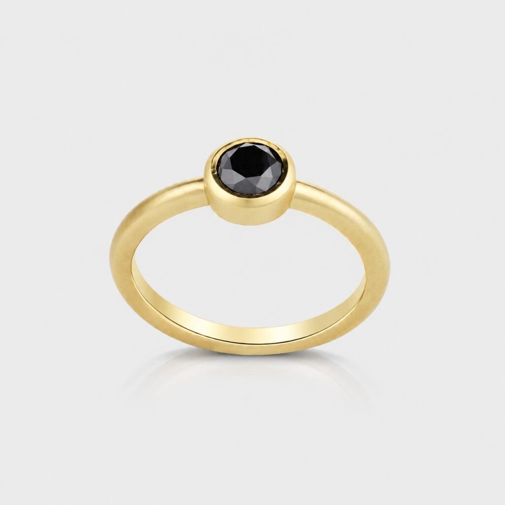 The Black Diamond Bezel Ring 14K Gold