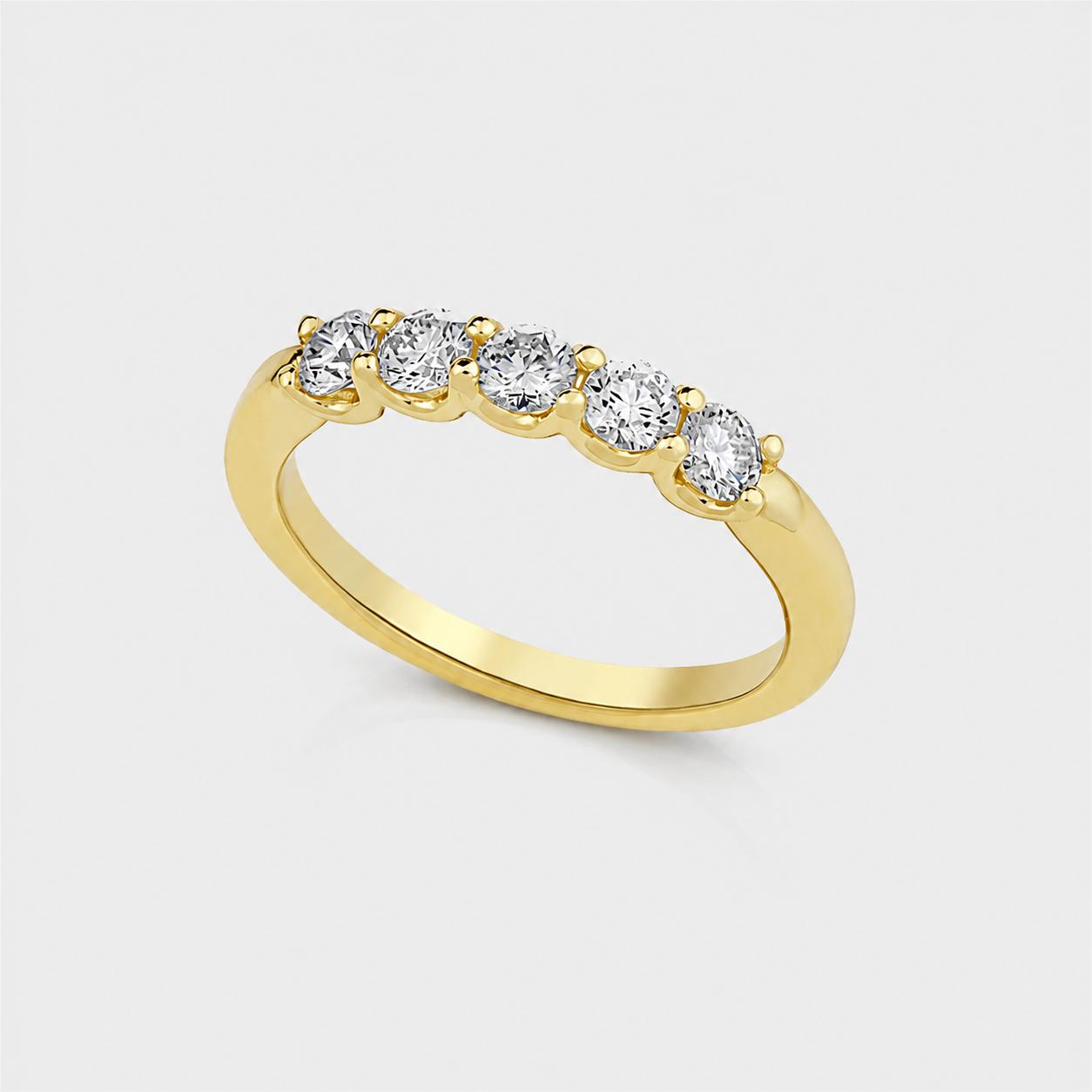 4R56D The Five Diamond Row Ring 14K Gold - Image 1