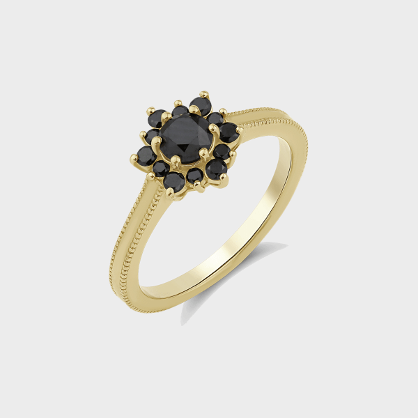 טבעת זהב ויהלומים שחורים