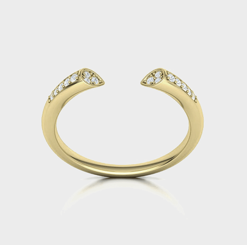 טבעת זהב פתוחה משובצת יהלומים