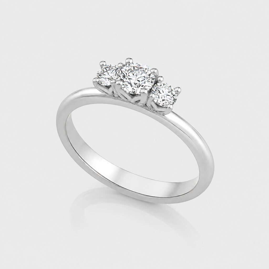 Three-diamond gold ring