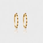 14K Gold & Black Diamond Hoop Earrings