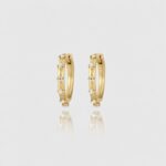 14K Gold & Diamond Hoop Earrings