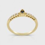 Black Diamond & Gold Crown Statement Ring