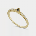 Black Diamond & Gold Crown Statement Ring