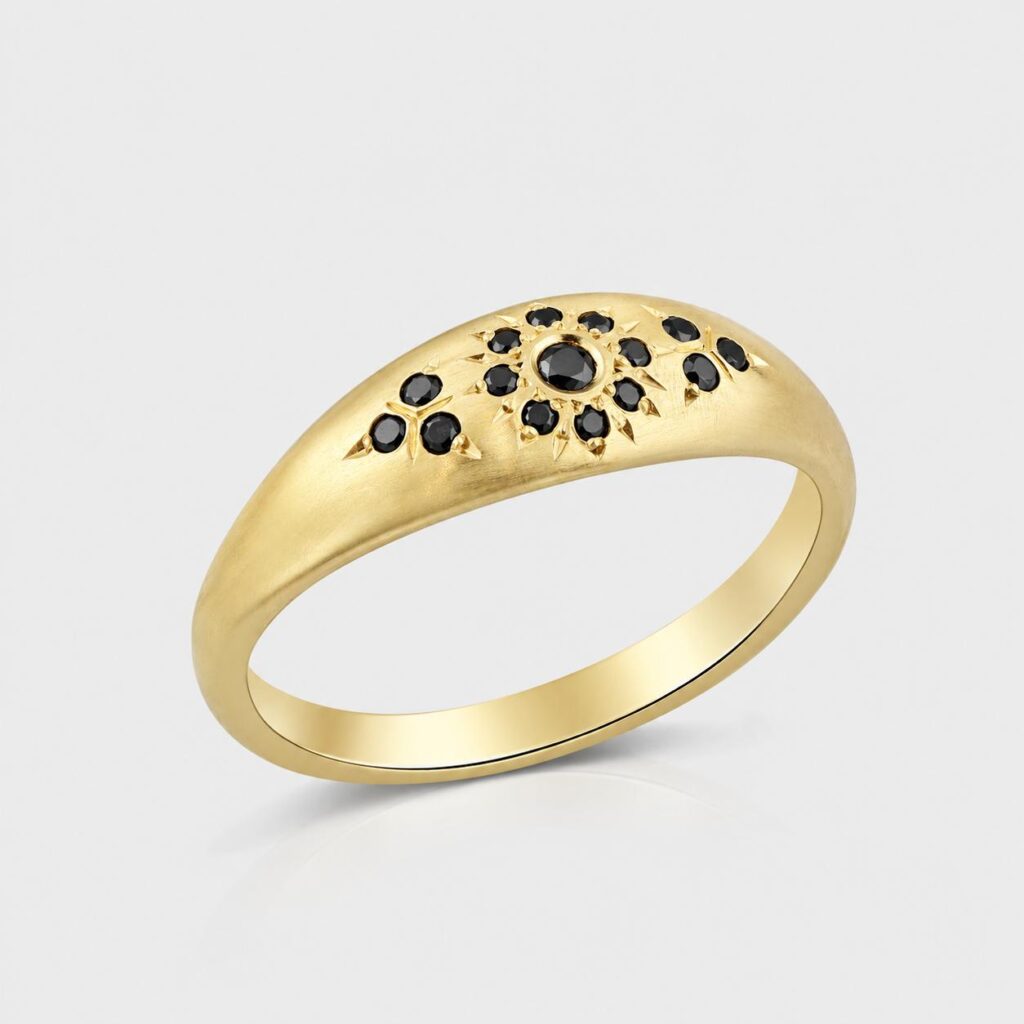 Midnight Celestial Gold Signet Ring