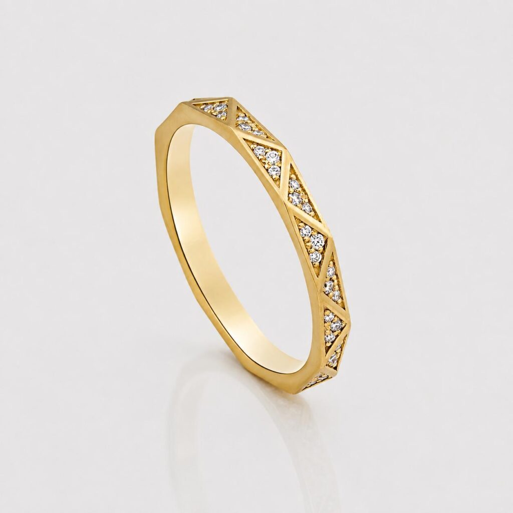 The Prism Band 14K Gold Diamond Triangle Ring