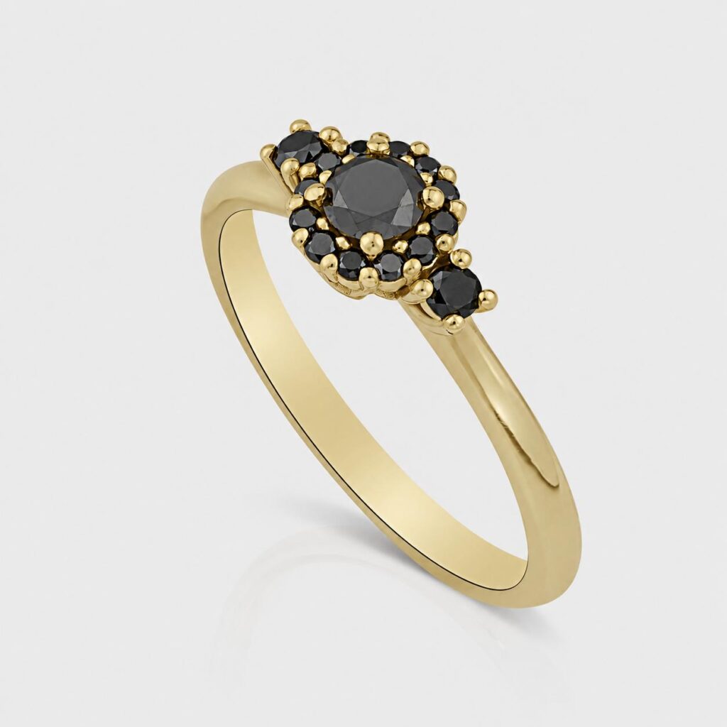 The Midnight Crown 14K Gold Black Diamond Ring