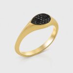 The Midnight Teardrop 14K Gold Black Diamond Signet