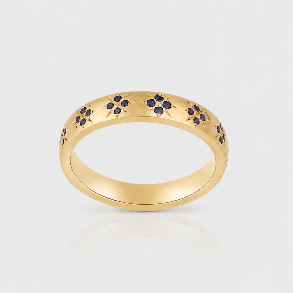 The Celestial Band 18K Gold Sapphire Ring