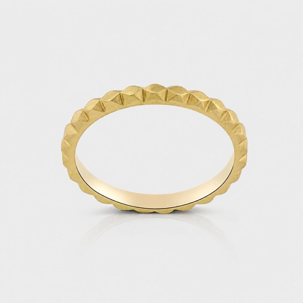 14K Gold Geometric Studded Eternity Band