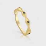 The Midnight Wave 14K Gold Black Diamond Band