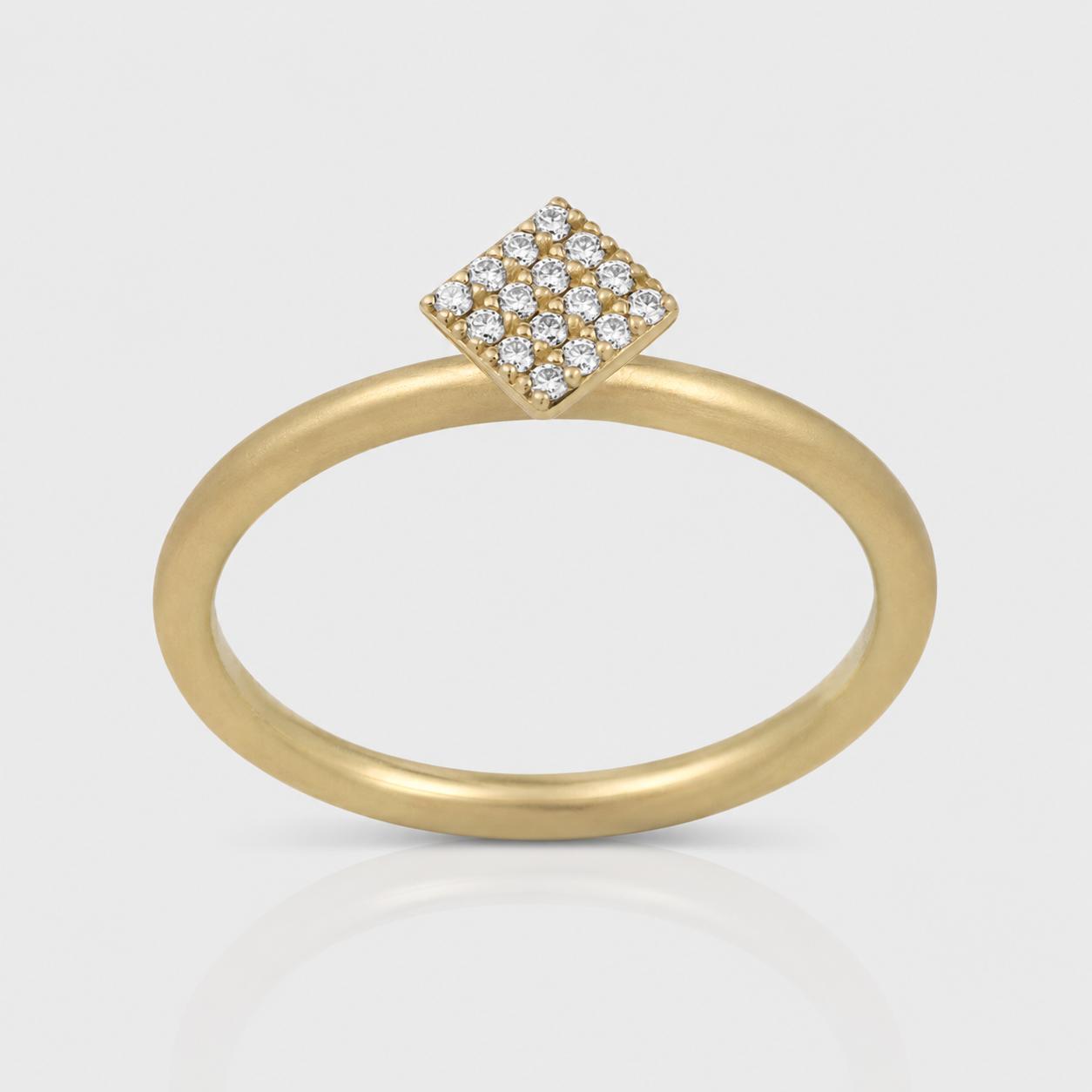 4R20E The Diamond Rhombus 14K Gold Pavé Ring - Image 1