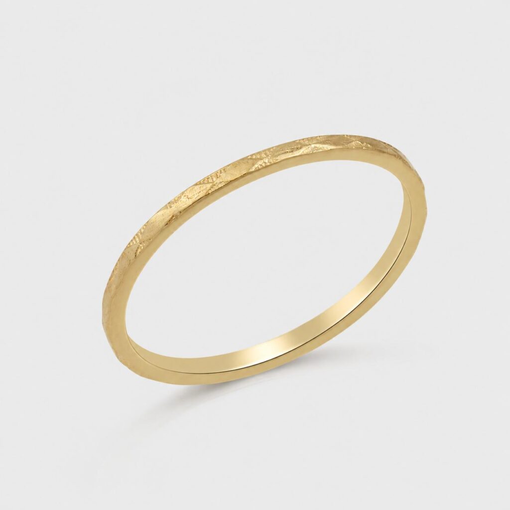 The Etched Band 14K Gold Patterned Wedding Ring