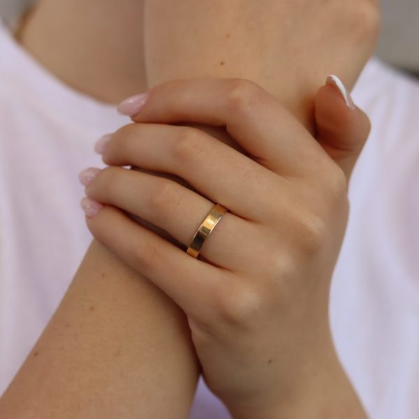 טבעת נישואין זהב 14K שטוחה
