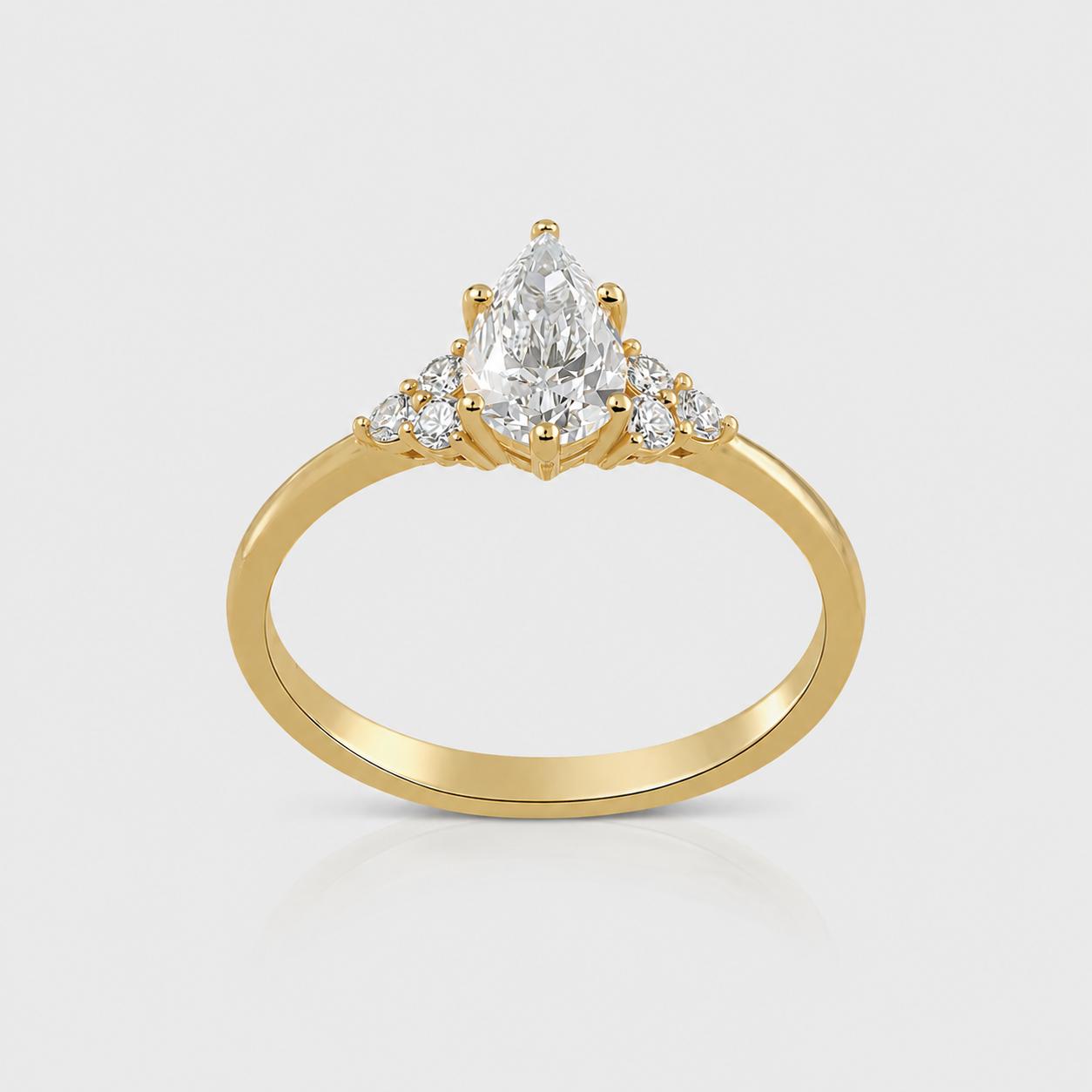 4R6AB The Teardrop Masterpiece 14K Gold Diamond Ring - Image 1
