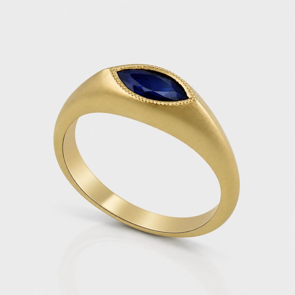 The Marquise Sapphire 18K Gold Signet Ring