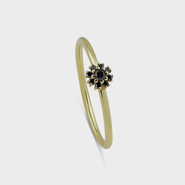 טבעת פרח יהלומים שחורים