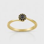 The Midnight Twist 14K Gold Black Diamond Halo Ring