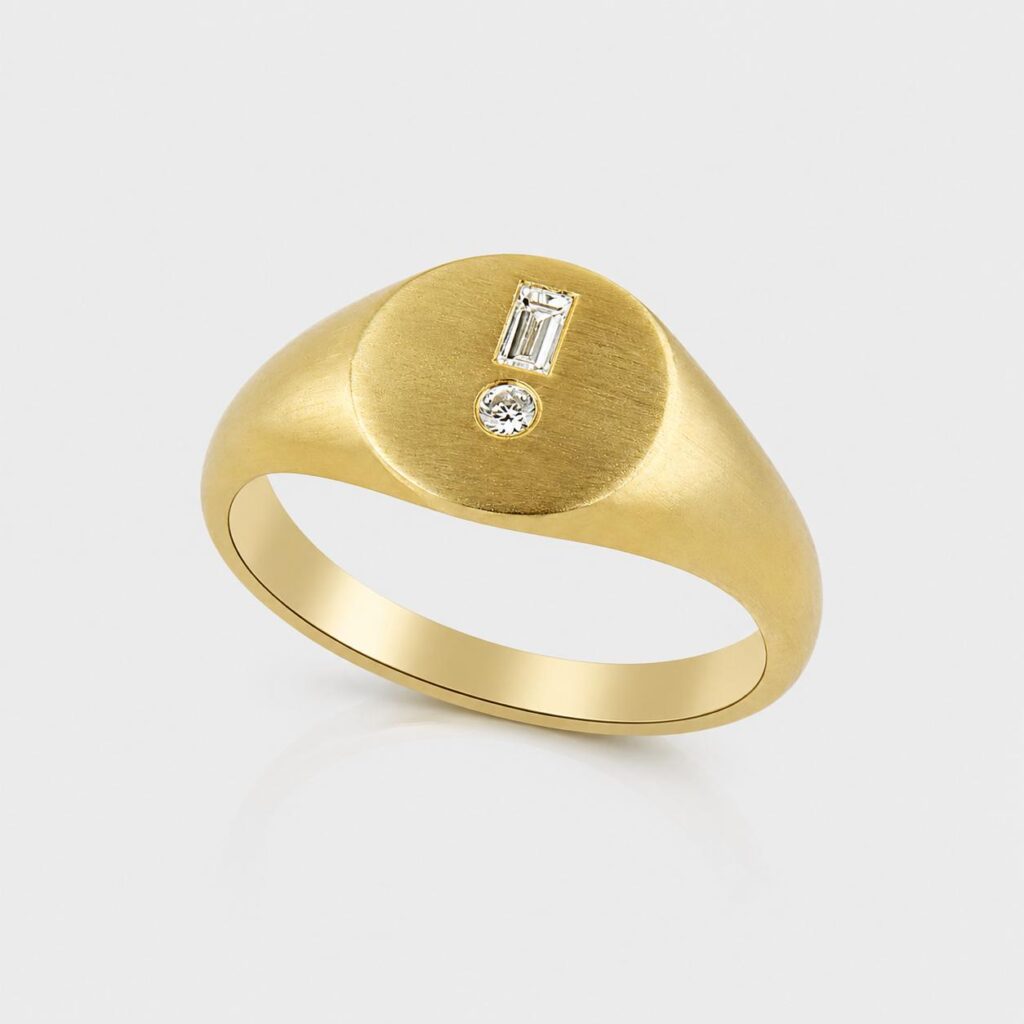 14K Gold Duo-Diamond Signet Ring