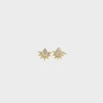 14K Gold Diamond Sunburst Studs