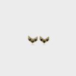 14K Gold Black Diamond Chevron Studs