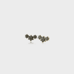 14K Gold Black Diamond Flower Studs