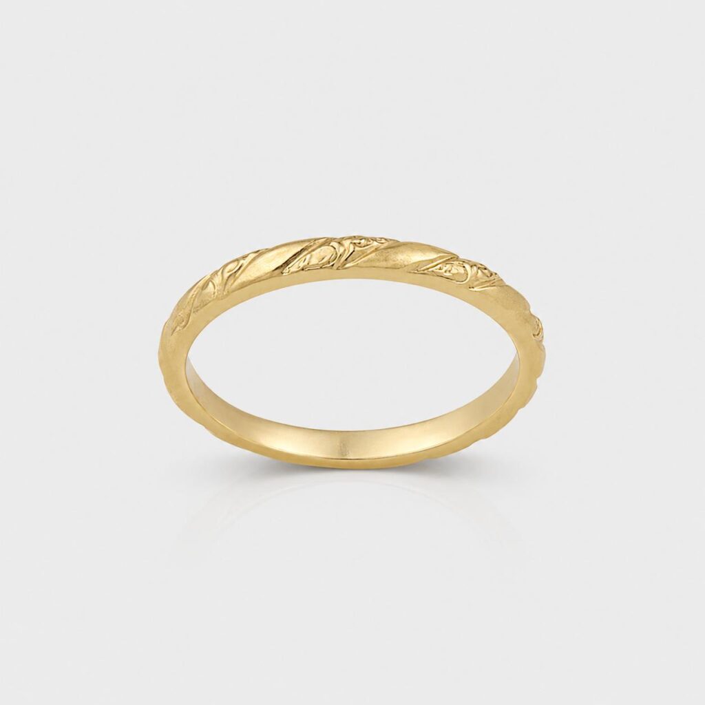 The Delicate Vintage Engraved 14K Gold Band