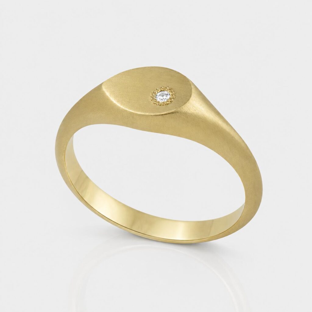 Modern Diamond Signet Ring