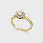 Sparkling Diamond Cluster Flower Gold Ring