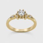 The Diamond Solitaire Engagement Ring with Leaf Accents