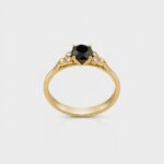 Dainty Black Diamond Ring with White Diamond Accents
