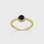 The Nightfall Black Diamond Halo Gold Ring