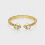Open Gold and Diamond Teardrop Ring