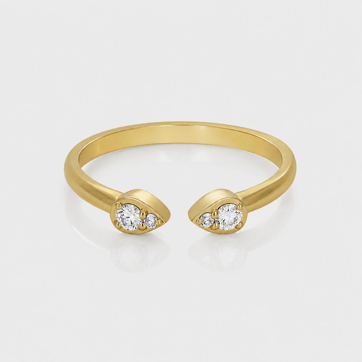 4R91D Open Gold and Diamond Teardrop Ring - Image 1