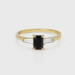 Bold Black Diamond & Taper White Diamonds Gold Ring