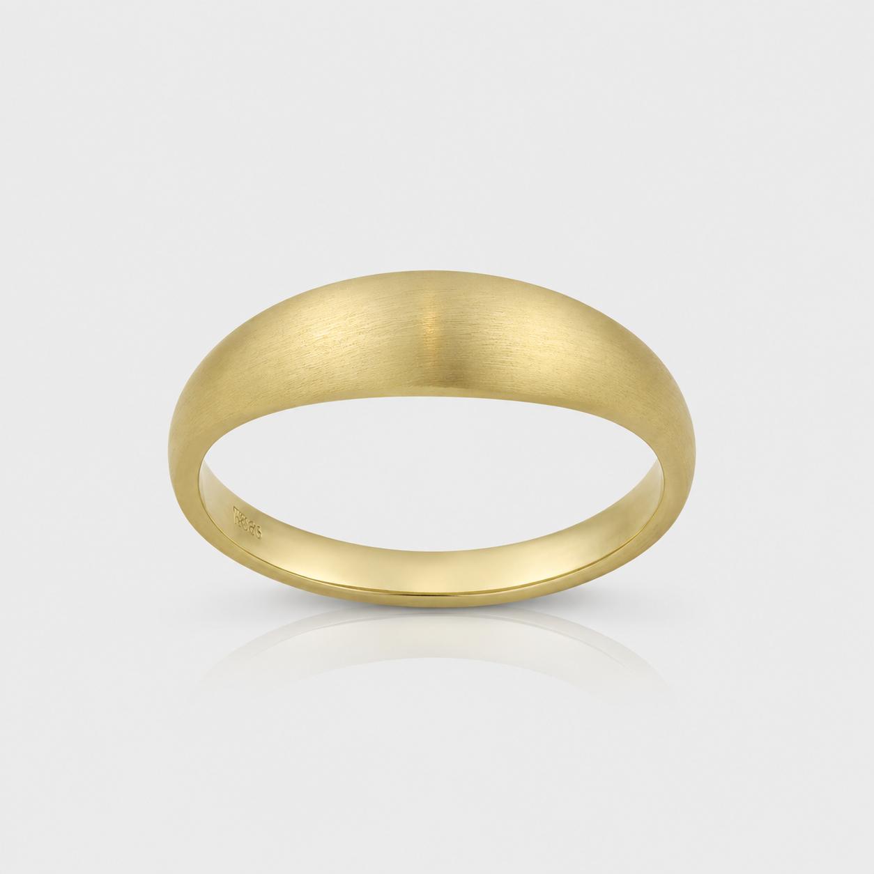 R64E1 The Dome Shape Minimalist Gold Wedding Band - Image 1