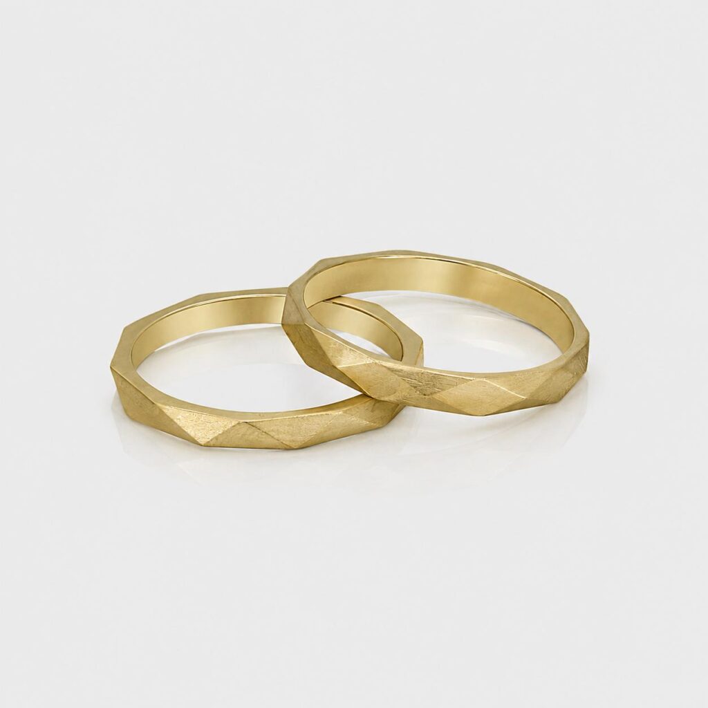 The Modern Geometric Faceted Gold Wedding Band