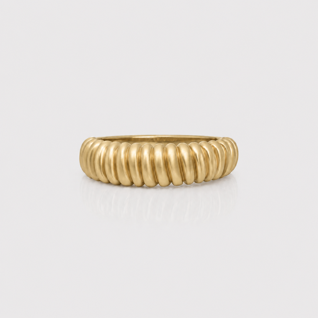 Gold Striped Wedding Band