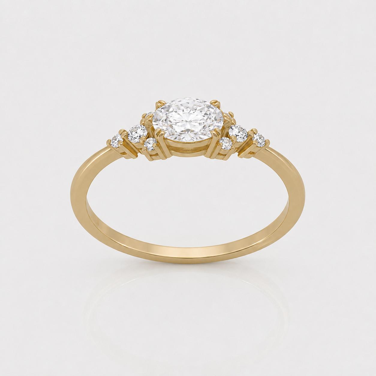4R93A Oval Diamond Cluster Solitaire Engagement Ring - Image 1
