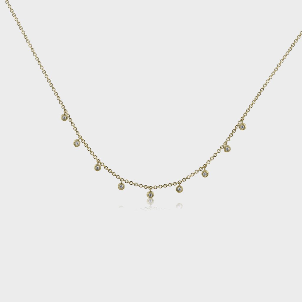 שרשרת יהלומים עיגולים קטנים מתנדנדים