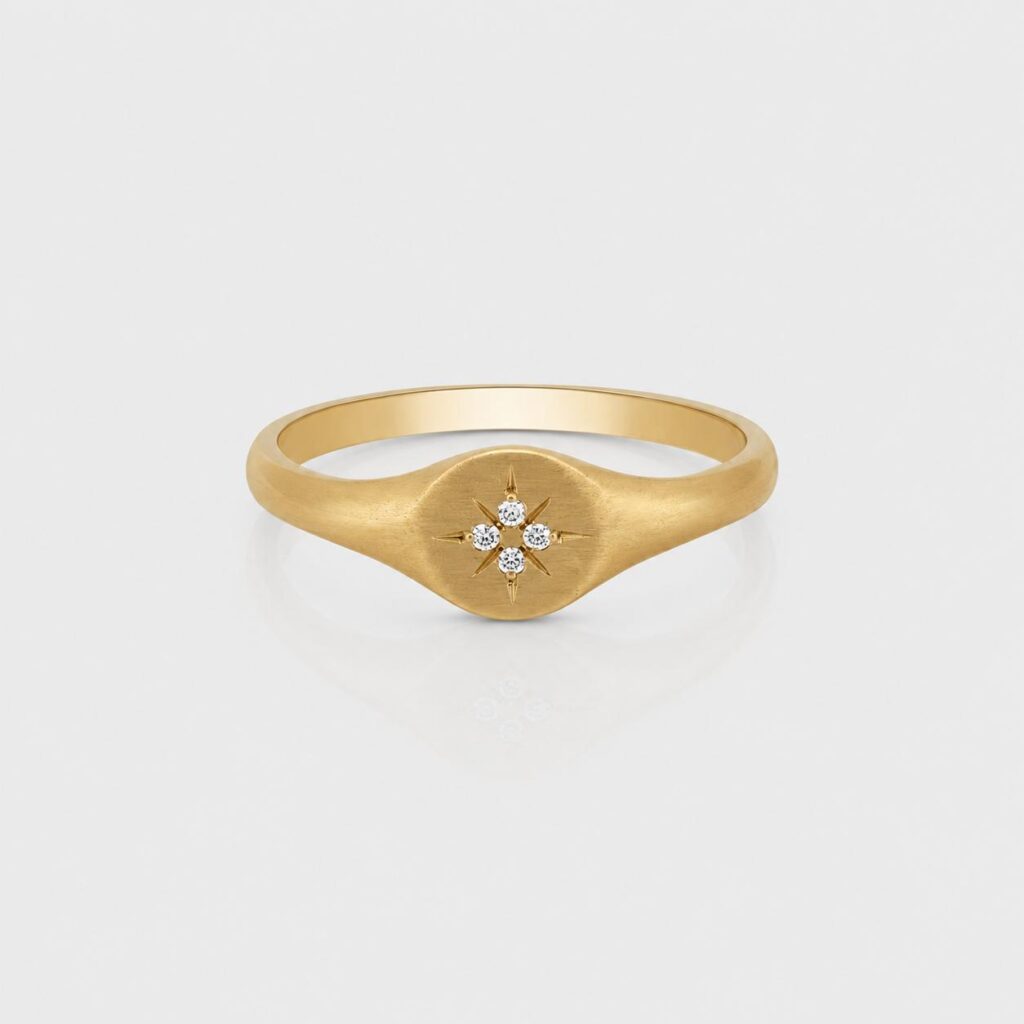 Diamond North Star Signet Ring