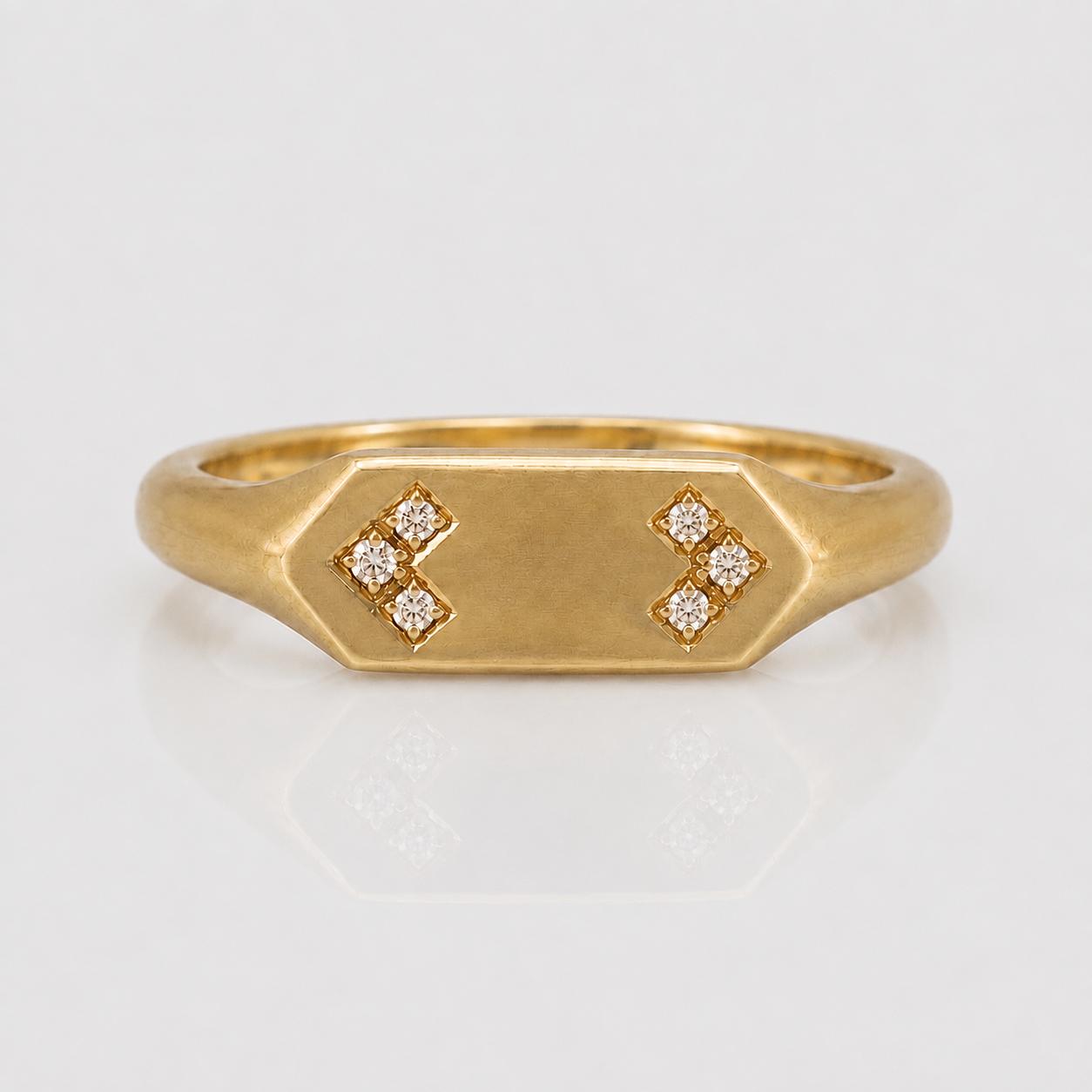 CG84G Hexagon Diamond Signet Ring - Image 1